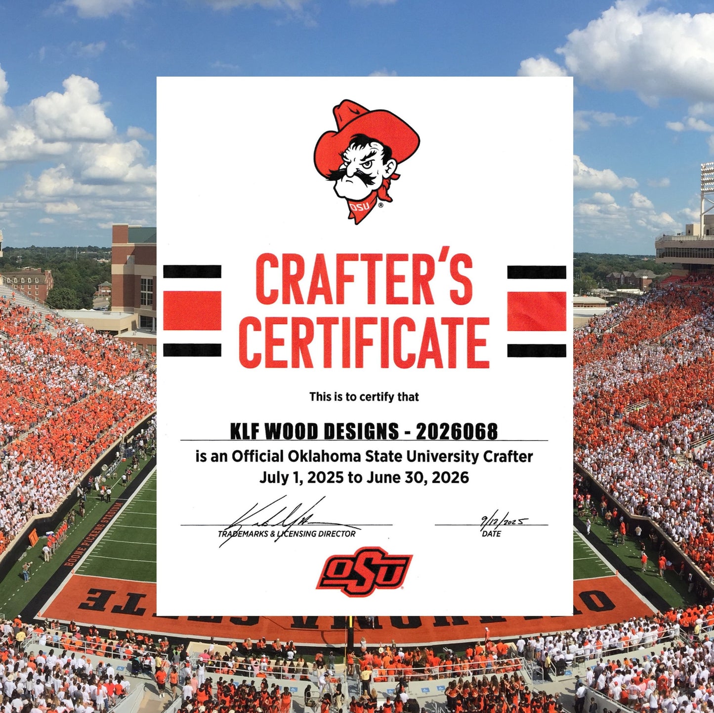 Oklahoma State University Handcrafted Wooden Football – Custom Sports Gift & Collector’s Keepsake