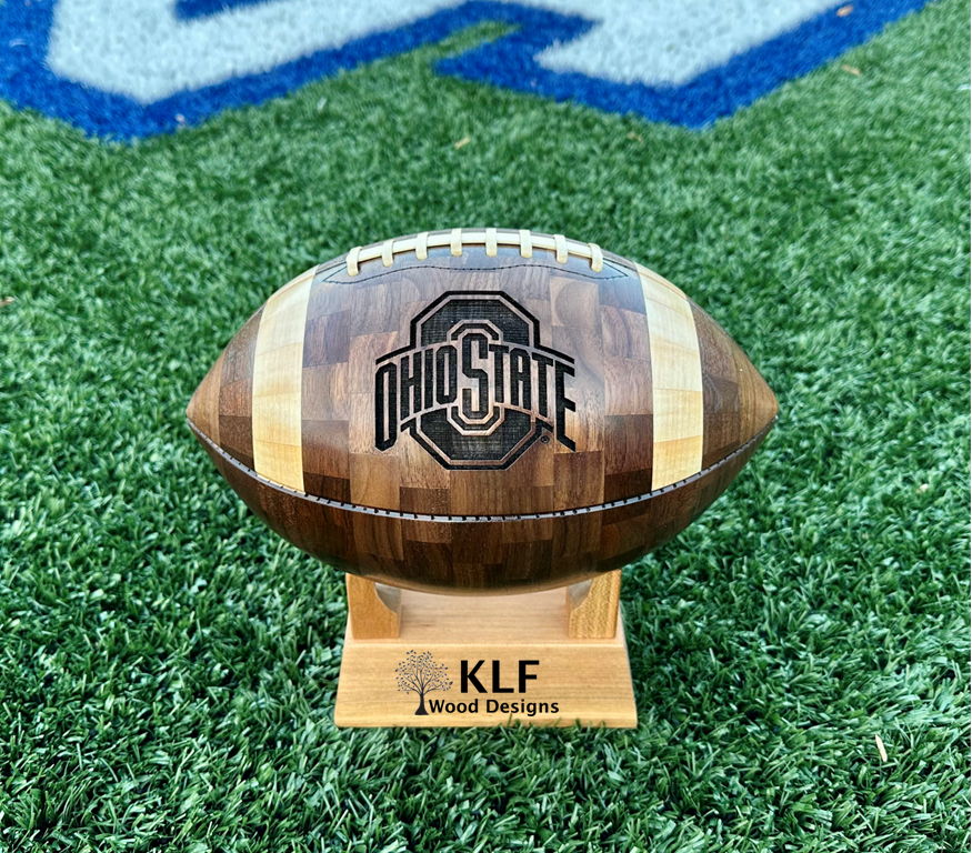 Officially Licensed The Ohio State University Handcrafted Wooden Football – Custom Sports Gift & Collector’s Keepsake