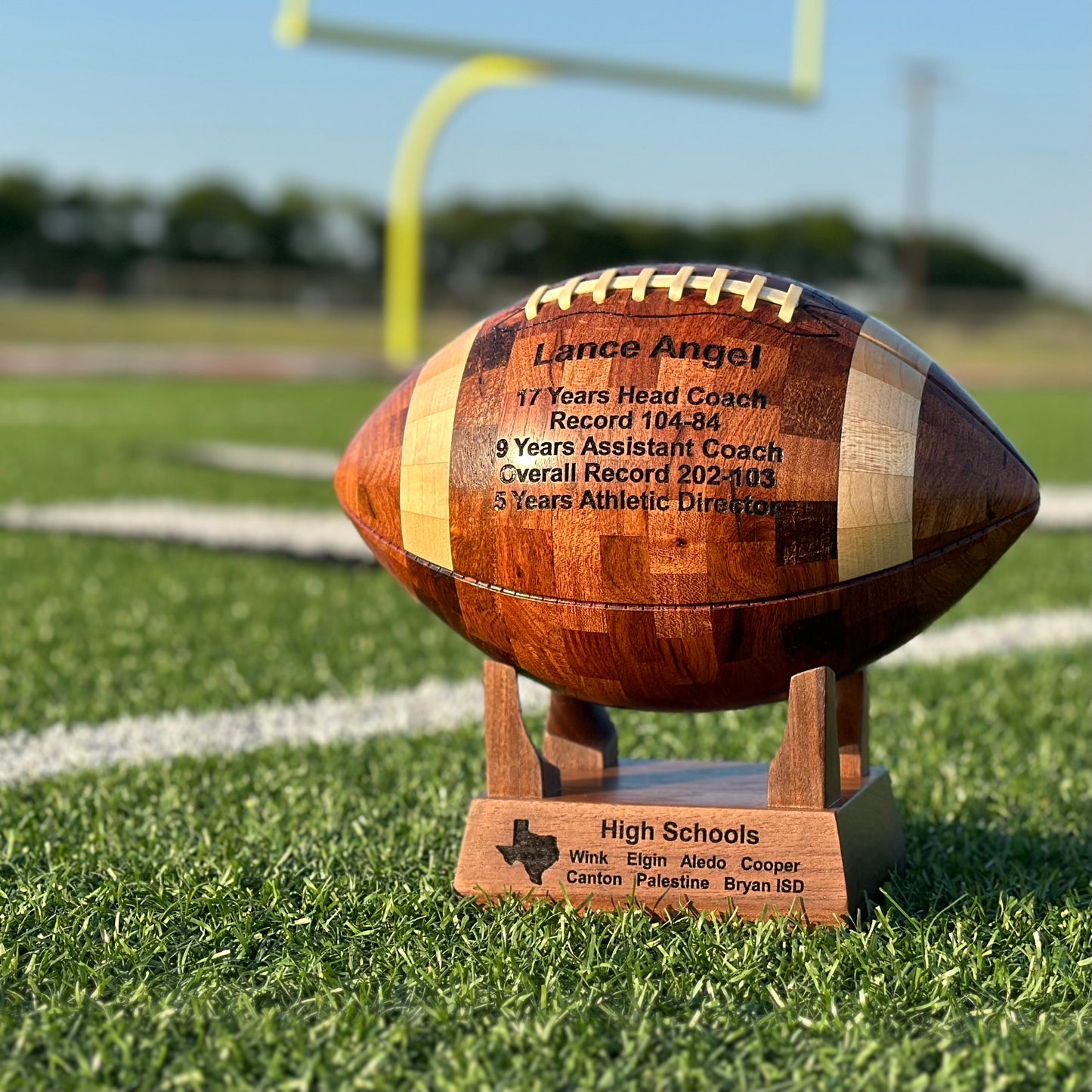 Handcrafted Wooden Football – Personalized High School Edition & Team Gifts