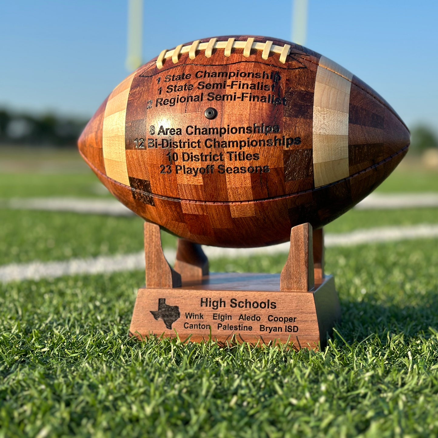Handcrafted Wooden Football – Personalized High School Edition & Team Gifts