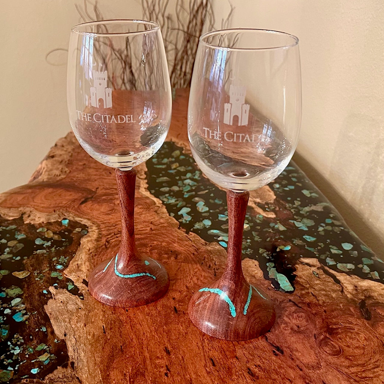 Custom Handcrafted Wooden Wine Glasses