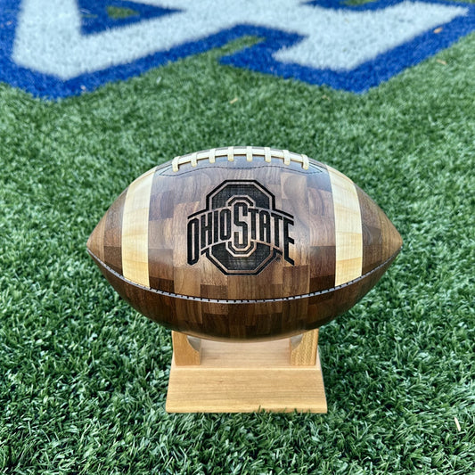 Officially Licensed The Ohio State University Handcrafted Wooden Football – Custom Sports Gift & Collector’s Keepsake