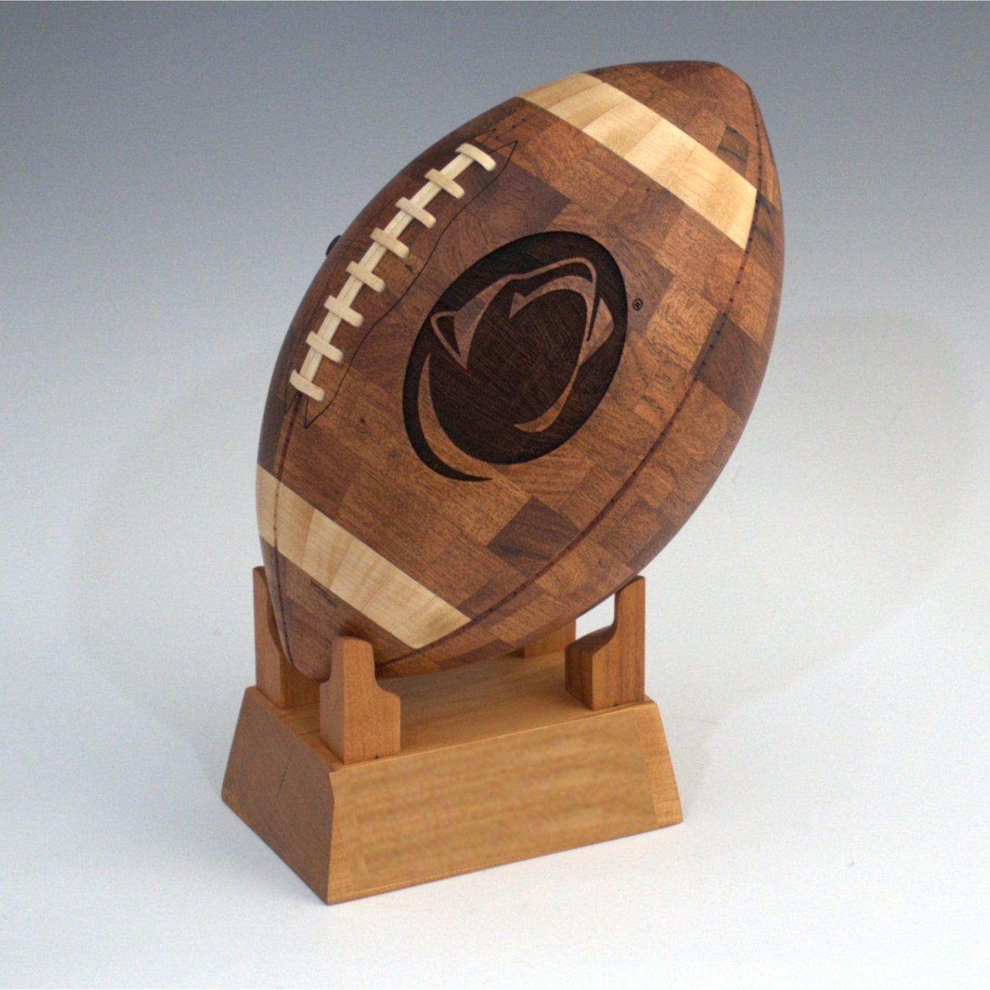 Penn State Handcrafted Wooden Football – Custom Sports Gift & Collector’s Keepsake
