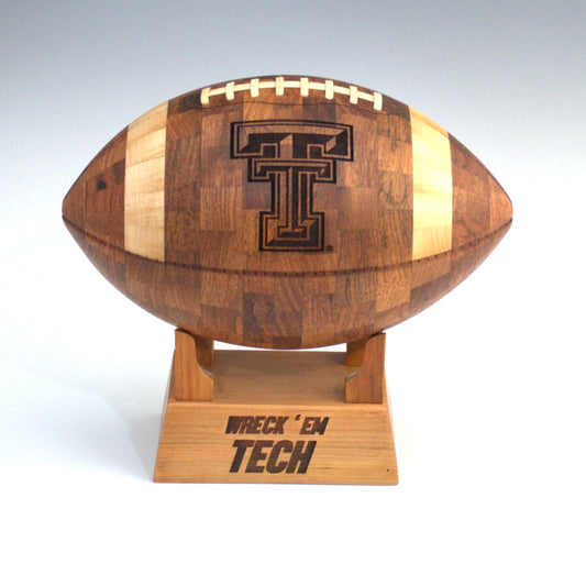 Texas Tech University Handcrafted Wooden Football – Custom Sports Gift & Collector’s Keepsake
