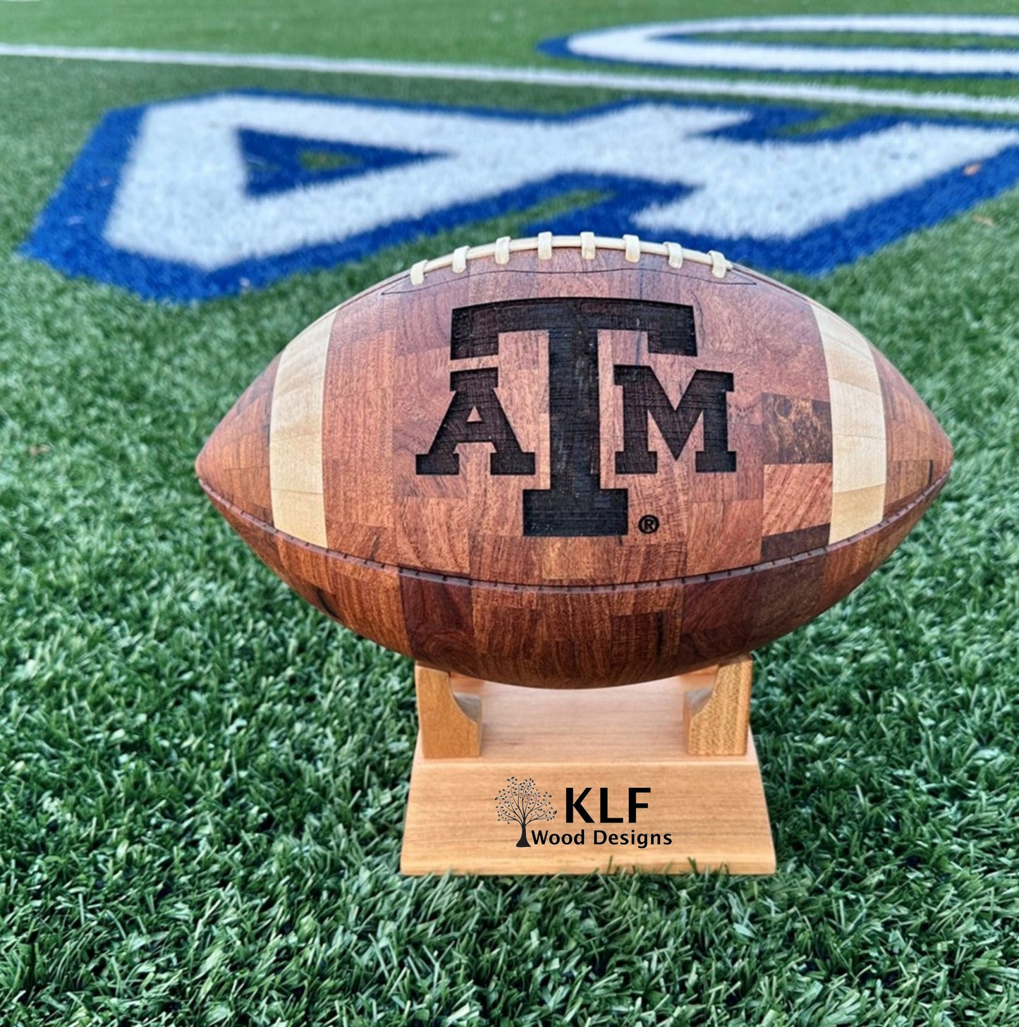 Officially Licensed Texas A&M Handcrafted Wooden Football – Custom Sports Gift & Collector’s Keepsake