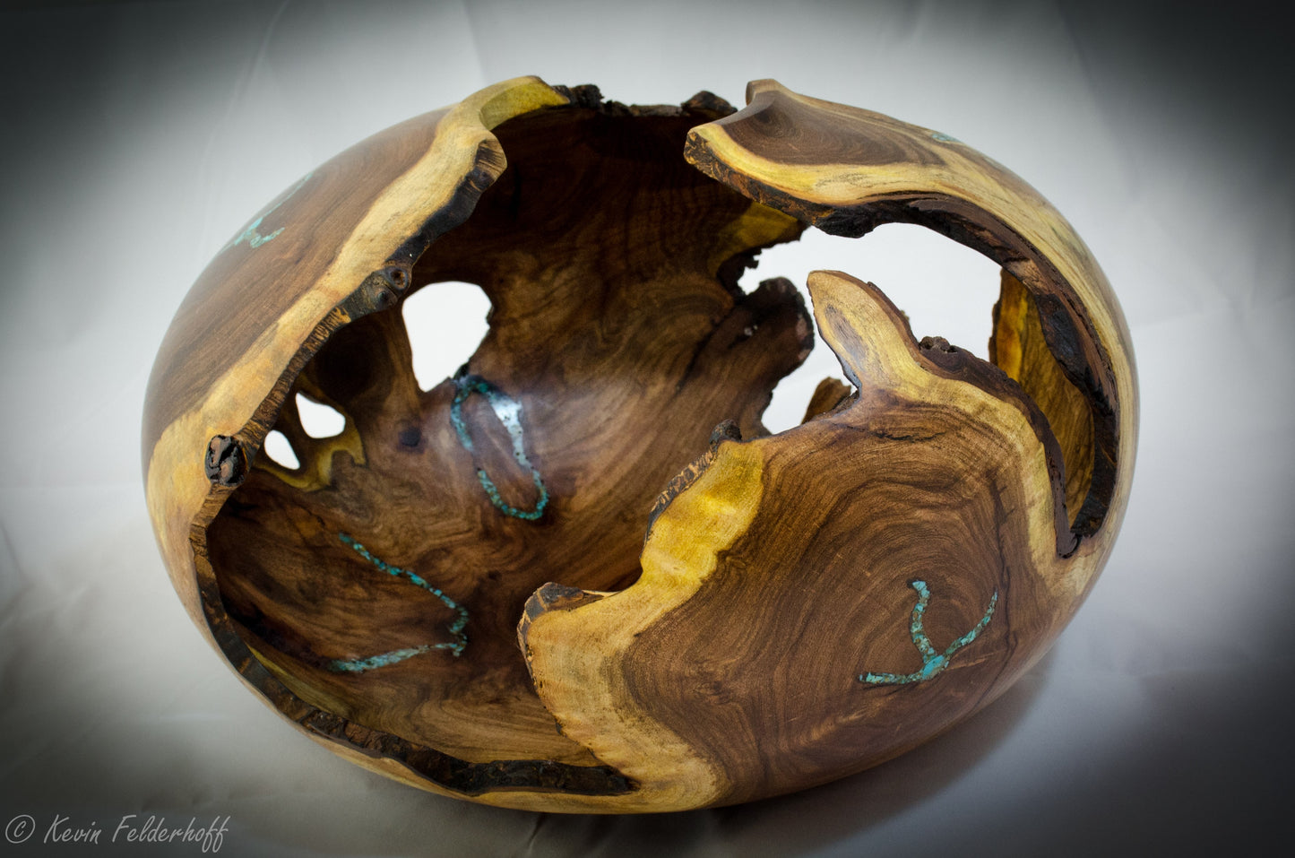 Handcrafted Mesquite Root Vase with Turquoise Inlay – Unearthed in Texas